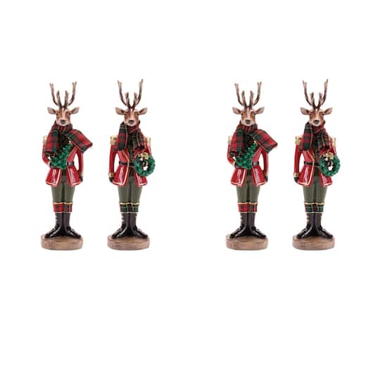 Melrose 10.75" Plaid Deer Nutcracker Figurines Set